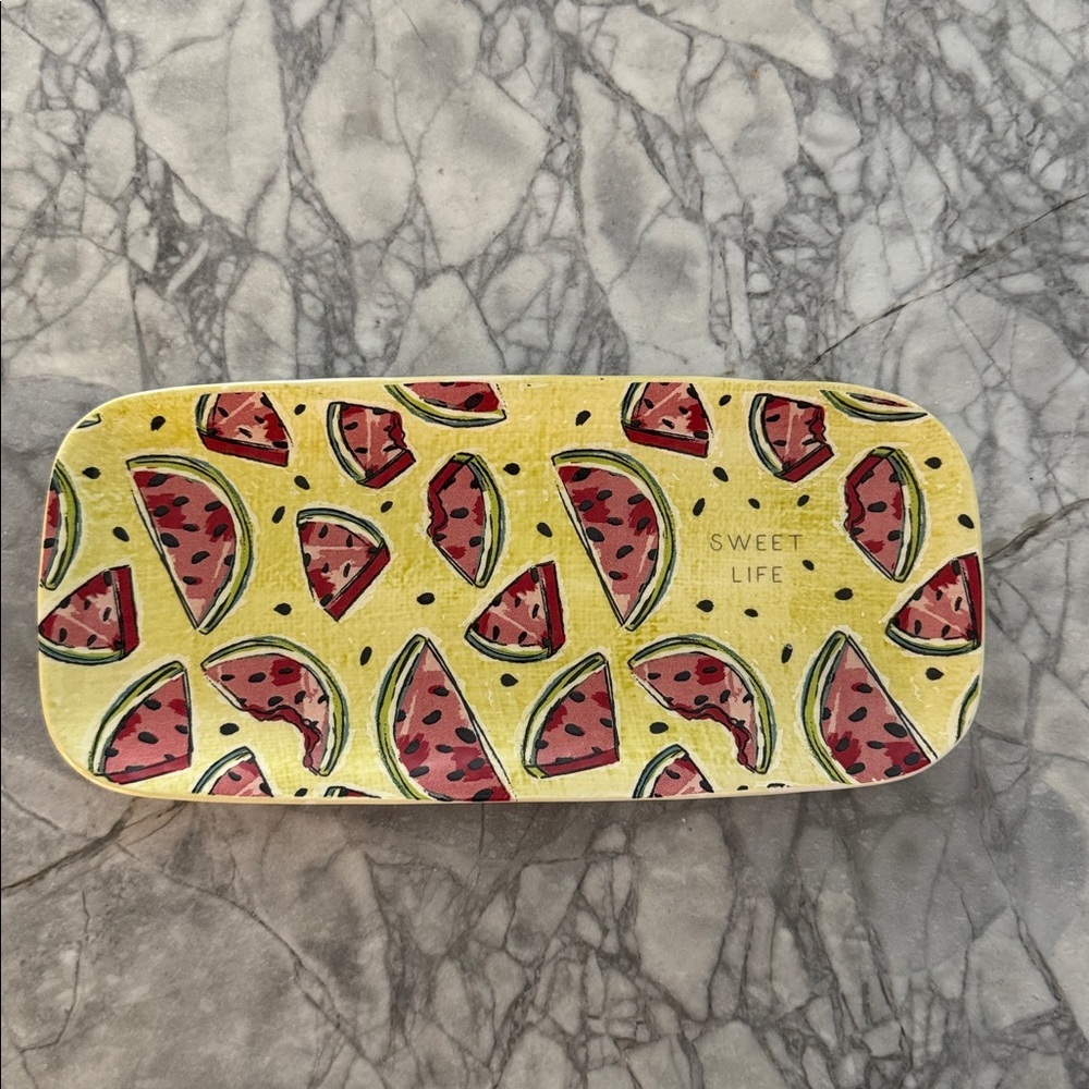 Mud Pie Watermelon Ceramic Tray Trinket Dish Red Yellow and Green